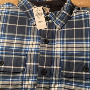 Men’s in package new large blue plaid LL Bean fleece lined shirt